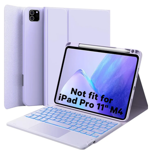 GreenLaw Keyboard Case for iPad Air 11-inch (M3 2025 / M2 2024) & Air 4th/5th Gen & iPad Pro 11 inch (1st/2nd/3rd/4th Gen), Smart Touchpad, 7-Color Backlit, Stain Resistant Cover, Light Purple