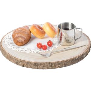 Vintiquewise Barky Natural Wood Slabs Rustic Ornament Slice Tray Table Charger - 14 Inch Dia