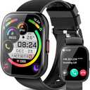 aycy Smart Watch for Men Women Bluetooth Call, 1.85" HD Touch Screen Fitness Watch with Sleep Heart Rate Monitor, 112+ Sports Modes, IP68 Waterproof Activity Trackers for Android iOS, Black
