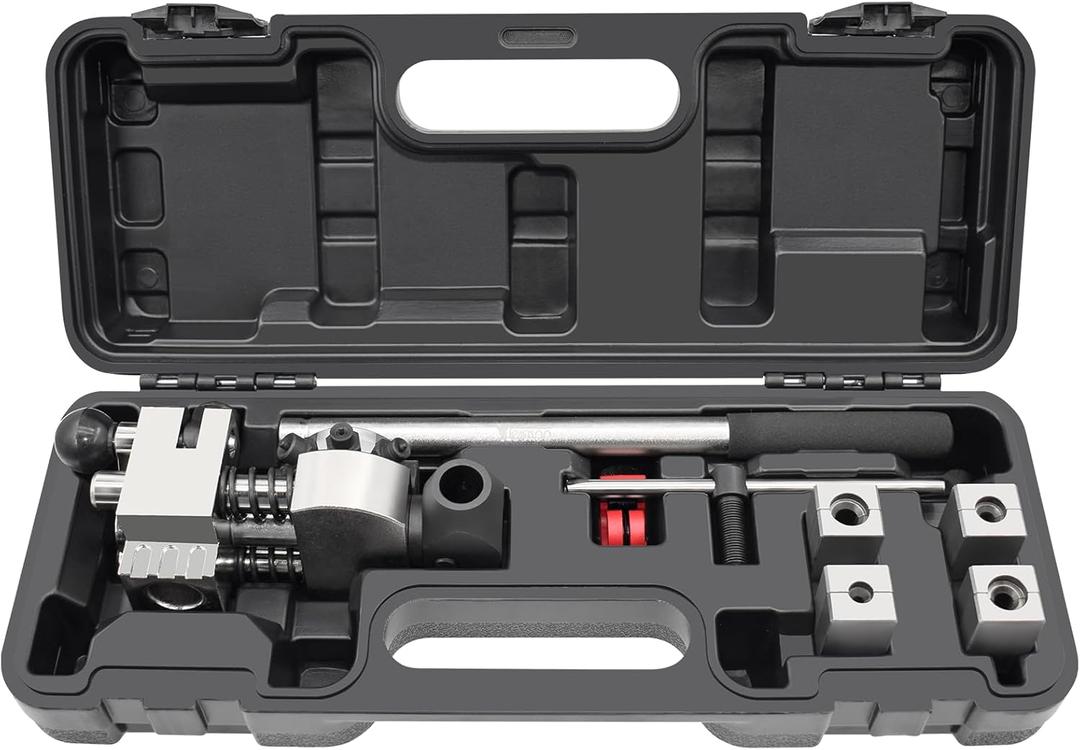 Brake Line Flaring Tool Kit, 45 Degree Single, Double and Bubble Flares, Brake Line and Tubing Flaring Tool for 3/16", 1/4", 5/16", 3/8" and 4.75mm Diameter Lines, Brake Flaring Tools