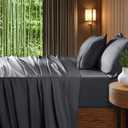 Shilucheng Extra Deep Pocket King Sheets, Blend Rayon Derived from Bamboo, Cooling & Breathable Bed Sheets Fits 18"-24" Thick Mattress, Hotel Silky Bedding Set, Dark Grey
