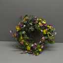 J'FLORU Spring Wreaths for Front Door 22 Inch Artificial Summer Wreath Daisy and Lavender Wreath with Wildflowers for Home Wall Farmhouse Springtime Easter Holiday Party (Multicolor)