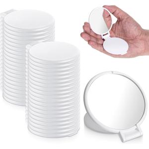 80 Pcs Compact Mirror Bulk, Portable Pocket Mirrors, Round Makeup Mirror for Purse, Mini Foldable Vintage Travel Makeup Mirrors for Women Girls Travel Daily Use (White)