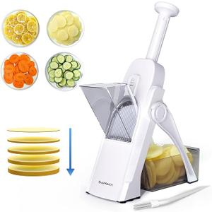 SupMaKin Safe Mandoline Slicer for Kitchen, Potato Slicer for Chips, Vegetable & Food Slicer, Thickness Adjustable 0.1-8 mm, Kitchen Faster Slice Artifact White (Only Slice)