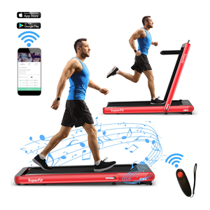 4.75HP 2 In 1 Folding Treadmill W/Remote APP Control - Red 4.75HP 2 In 1 Folding Treadmill W/Remote APP Control - Red