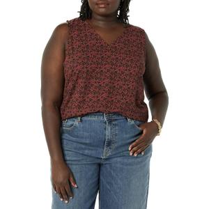 Amazon Essentials Women's Regular-Fit Sleeveless Layering Tank Top (Available in Plus Size) (Dark Toffee Brown Floral, XS)