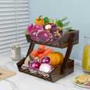 Dorhors Fruit Basket for Kitchen,Fruit Bowl,Kitchen Counter Organizer,Wooden Vegetable Holder for Countertop,Bread Storage Basket Stand(2 Tier)