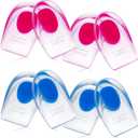 8 Pack Gel Heel Pads for Achilles Tendonitis & Plantar Fasciitis Relief - Shock Absorbing, Reusable Heel Cushions with Adhesive Backing for Foot Pain Support for Men/Women(Medium Size)