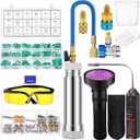 Tellegloww AC Leak Detector Kit, R1234yf R134a R410a AC Oil UV Dye Injector Kit Refrigerant Leak Detector Tool Low Side Quick Coupler Mini Split Adapter Glasses Flashlight