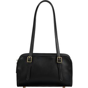 Swing Zip Shoulder Bag with Cherry Bag Charm (Black)