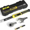KJE 1/2" Adjustable Digital Torque Wrench, 1% Accuracy, 1.5-99.6 Ft.lb/2-135 Nm, Replaceable head HVAC Torque Wrench set with 45mm Jaw, Vibration, Buzzer, and LED Indicator for Split AC, Moto, Car