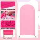 Striped Arch Backdrop Cover Set of 3 Pink Arch Covers Spandex Stretch Backdrop Stand 4ft, 5ft, 6ft for Wedding Birthday Banquet Ceremony Decoration(Pink)