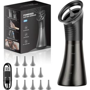 Upgraded Ear Wax Removal with LED Display- Safe and Effective Ear Wax Removal Kit-Ear Cleaner Kit -with Wastewater Recovery System(Deep Black)-Valentine's Day Gift