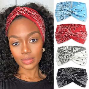 Boho Bandana Headband For Women Wide Headbands Paisley Criss Cross Turban Head Wraps Non Slip Hair Scarf Head Bands Cute Hairband Fashion Hair Accessories For Girls Teens 4 Pack