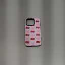 DEFBSC Case for iPhone 15 Pro, Cute Pink Bow Cherry Print Aesthetic Trendy Pattern for Women Girls Slim Durable Bumper Shockproof for iPhone 15 Pro Case, Cherry/Glossy