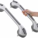 TAILI Grab Bars for Bathtubs and Showers 2 Pack Suction Grab Bar, Heavy Duty Shower Handle Removable Bath Handrails for Seniors and Elderly, Bathroom Safety Grip No Drilling Waterproof,Grey