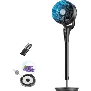 DREO Fan for Bedroom, 2026 Upgraded, 90ft Airflow, 20dB Quiet Fan, 90° Oscillating Standing Fan for Whole Room, DC Motor, 8+H Speeds, 3 Modes, 38-42'' Adjustable Height, 8H Timer, 105° Manual Vertical