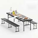 6FT Folding Table & Chair Set, Seats 6-8, Portable Black, 5.8ft