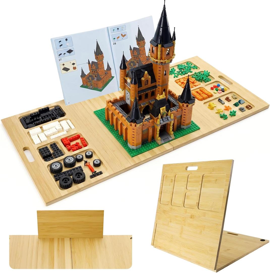 Building Baseplate Table with Storage Trays, Multi-Functional Sensory Play Table Compatible with LEGO Bricks, Large Activity Tray Board for Adults & Seniors, 41.3 x 21.6 x 0.59 inches