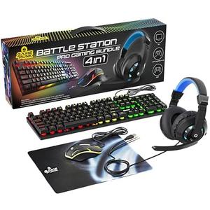 Game Punk 4-Piece PC Gaming Bundle with RGB Keyboard, LED Gaming Mouse, Mouse Pad & Light-Up Headset with Mic, Ergonomic Gamer Accessories for PC, PS4, PS5 & Xbox
