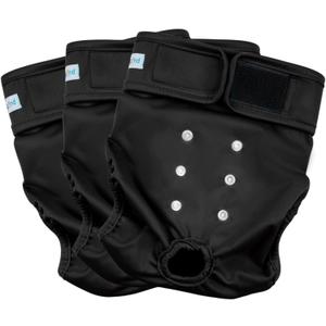 Paw Legend Washable Reusable Female Dog Period Diapers for Heat Doggie Puppy Diapers for Female Dogs (3 Pack, Large) (Large (17.5''-27'' Waist), Black (Black Lining))