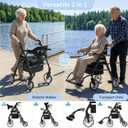 Updated Rollator Walker for Seniors with Seat, 2 in 1 Rolling Walker Wheelchair Combo for Mobility-Impaired, Dual Height Adjustment, Lightweight & Foldable Rollator, Capacity 310lbs (Black)
