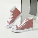 Iarus High Top Sneakers for Women White Canvas Comfortable Shoes for Women Walking Casual Sneakers Tennis Shoes（Magenta07）