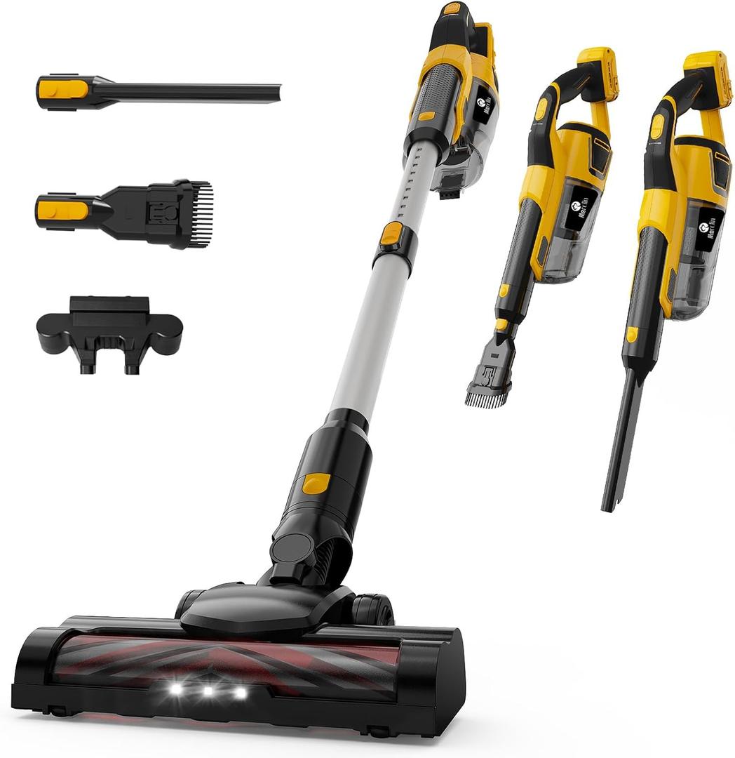 190W Brushless Cordless Vacuum Cleaner Compatible with DeWalt 20V Battery (Tool Only), 20KPa Portable 5-in-1 Lightweight Stick Handheld Vacuum with HEPA Filter for Car Home Carpet Hardfloor Pet Hair