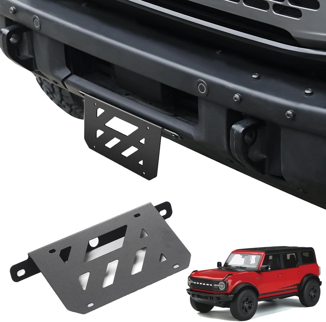 Mabett License Plate Bracket for Ford Bronco 2026202-2025 2/4-Door, Iron License Plate Frame for Heavy-Duty Modular Bumper Bronco Accessories