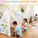 6 Pack Teepee Tent for Kids Sleepover Tent with 6 Air Mattresses (64"x28"), Star Lights, Eye Masks, Banners, Kids Teepee Tents for Boys Girls Indoor Outdoor Party Birthday Glamping (White), 64" x 28" x 8.7"