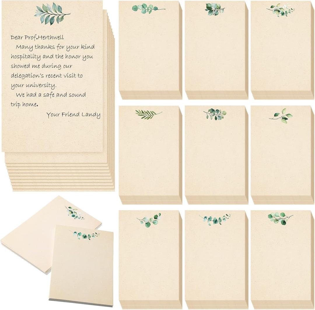 Spiareal 100 Pcs Blank Note Cards 4 x 6 in Blank Decorative Notecards Index Cards Bulk Thank Greeting Notecards for DIY School Office Wedding Baby Shower(Brown,4 x 6 in,Eucalyptus)