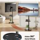 Rolling TV Stand for 10-46 Inch TVs, Small Mobile TV Cart with Shelf and Hidden Wheels,Portrait to Landscape,Modern Floor Mobile TV Stand for Living Room,Height Adjustable,Max VESA 200x200mm (Black)