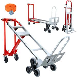 3 in 1 Industrial Convertible Hand Truck Dolly,1000 LBS Capacity Aluminum Hand Truck Dolly,Stair Climbing Hand Trucks Heavy Duty with Rubber Wheels for Moving,Transport(Red)