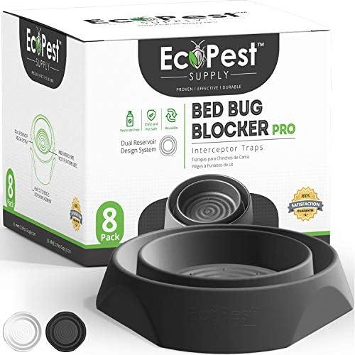 ECOPEST Bed Bug Interceptors – 4 Pack | Bed Bug Blocker (Pro) Interceptor Traps (Black) | Insect Trap, Monitor, and Detector for Bed Legs