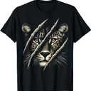 Leopard Cheetah Face Tiger Leopard T-Shirt (Black, XXL)