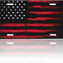 3 x Front License Plate Cover Car Decor Accessory Aluminum Metal Rust-Proof US Car Plate Novelty Vanity Tag Cover with 4 Holes for Men Women 6 * 12 in - Black Red American Flag