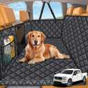 URPOWER XL Backseat Extender for Dogs - Hard Bottom Dog Car Seat Cover for Back Seat, Dog Car Hammock Dogs Travel Bed for Full Size Crew Cab Truck, Pet Rear Seat Protector for F150/ RAM1500/ Silverado (All Black)