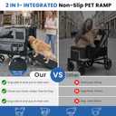 Large Dog Stroller for Medium & Large Dogs up to 350 lbs,Foldable Pet Wagon | Rear Ramp for Senior Dogs,Adjustable Handle,Washable Pad,All Terrain Wheels,Breathable Mesh Doors & Multiple Storage Pockets