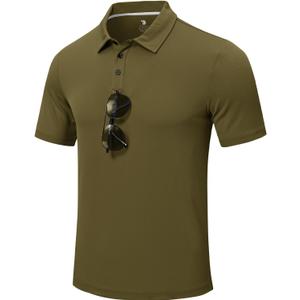 Rdruko Men's Golf Polo Shirt Short Sleeve Moisture Wicking Shirts Collared Outdoor UPF 50+ Pique Jersey Shirts (Green, XXXL)