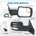 JDMSPEED Right Passenger Side Door Mirror Compatible with 2019-2025 Ram 1500 with Power Folding Heated Power Glass Turn Signal Puddle Light Blind Spot Detection Textured Black(11Pin)