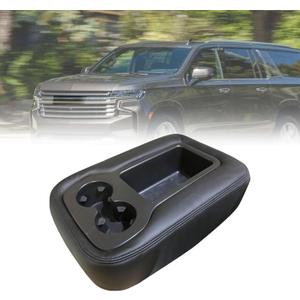 Priprilod Black Leather Center Console Jump Armrest Cover Fit for Chevy Silverado Tahoe Suburban Avalanche GMC Sierra Yukon XL 2007 2008 2009 2010 2011 2012 2013 with Zipper Design(only Leather)