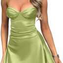 Memoriesea Women's Sleeveless Spaghetti Strap Ruched Sexy Mini Club Party Dress Medium