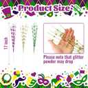 Tifeson 24 Pcs Mardi Gras Decorations Berry Picks, 17 inch Glitter Purple Gold Green Carnaval Artificial Tree Topper Mardi Gras Floral Picks for Wreaths Table Centerpiece Vase Home Decor