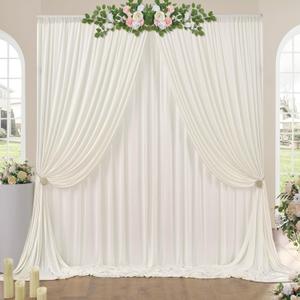 10ft x 10ft Wrinkle Free Ivory Backdrop Curtains for Parties, Polyester Photo Backdrop Drapes 2 Panels 5x10ft Background for Wedding Birthday Baby Shower Party