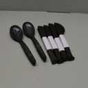 Reusable Plastic Serving Utensils Set of 12, Wheat straw Large Serving set 10" Serving Spoons/10" Slotted Spoons/9.4" Tongs, for Party Buffet Catering (Black, Not for Cooking)