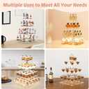 Cupcake Stand with Lights, 4 Tier Cupcake Holder, Light Up Cupcake Stand for 24 Cupcakes, Dessert Table Display Set for Weddings, Christmas, Birthday Parties (Yellow Light)