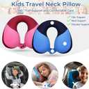 COOLBEBE Kids Travel Neck Pillow 2PCS Softly Double Support Neck Pillow for Car & Airplane, Traveling Gifts for Toddler & Children(Blue & Pink)