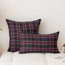 Christmas Pillow Covers 12x20 Set of 2, Christmas Decorations Scottish Tartan Plaid Throw Pillow Cases Farmhouse Decorative Lumbar Cushion Case for Sofa Couch Home Decor (Plaid H,12''x20'')