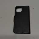 Bocasal Wallet Case for iPhone 12/12 Pro, Genuine Leather Support Wireless Charging RFID Blocking Flip Case Card Slots Holder, Kickstand Book Folding Folio Cover with Wrist Strap 6.1 Inch (Black)