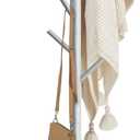 Haddockway Wooden Coat Rack Stand with 8 Hooks New Zealand Pine 3 Adjustable Coat Standing Tree Easy Assembly for Coats, Hats, Scarves and Handbags for Entryway, Hallway, Bedroom, Office (1 PC, Gery)